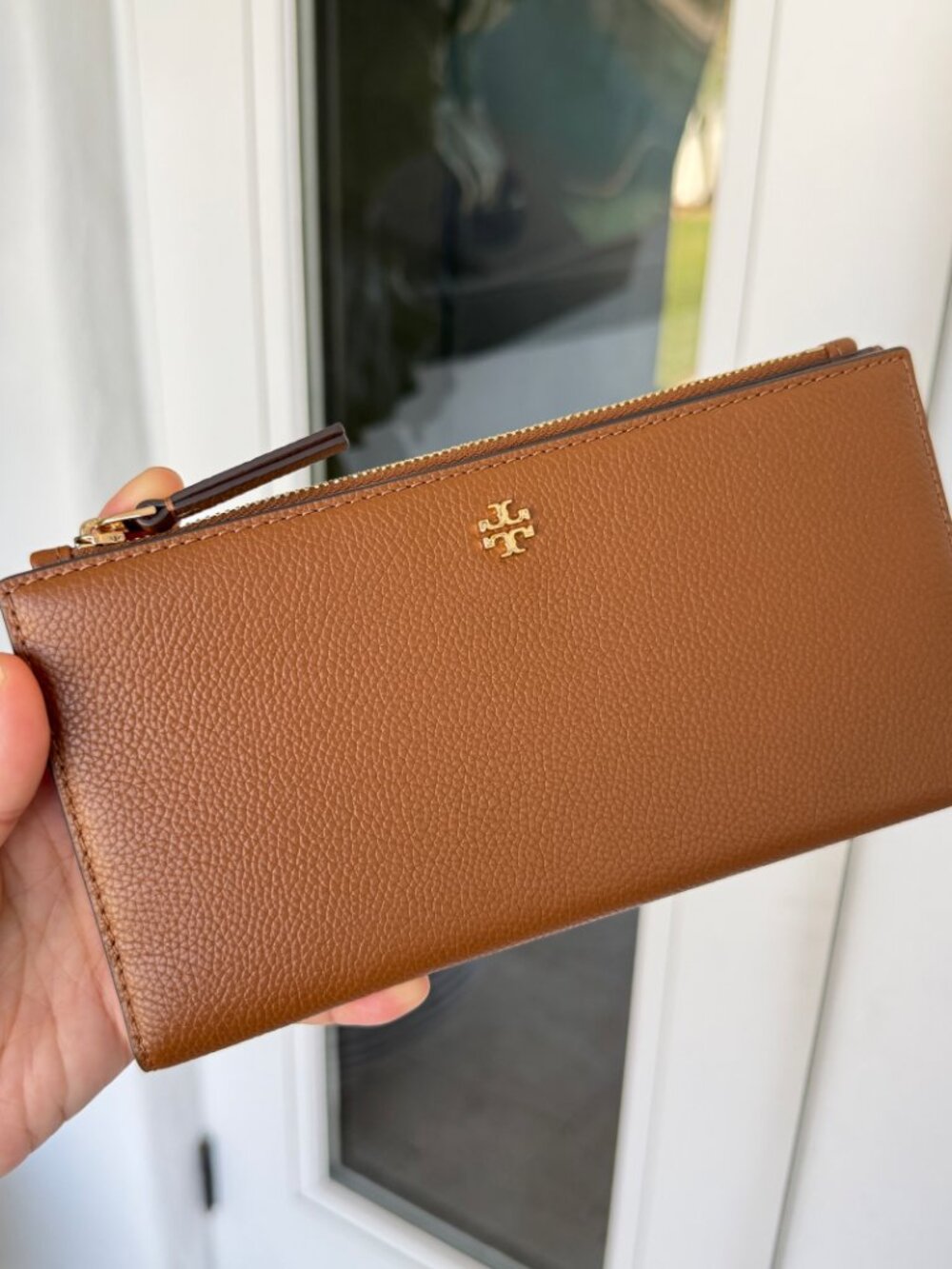 Tory Burch Tan Zip Wallet - Classic Leather Wristlet